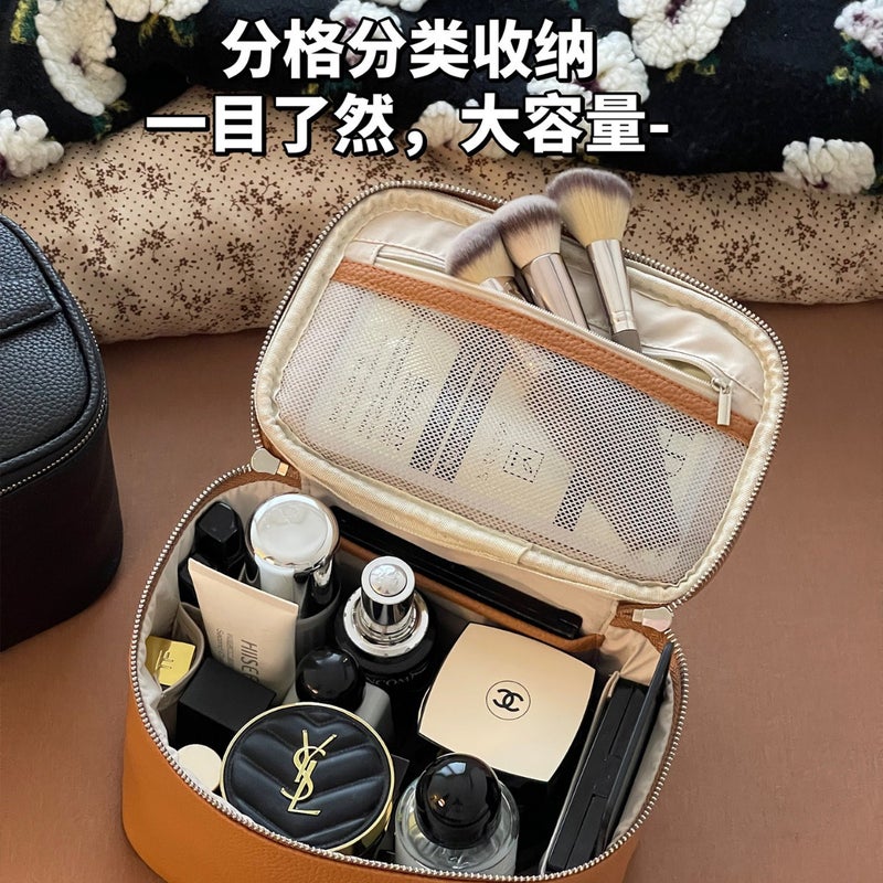 Portable Travel Leather Large-Capacity Cosmetic Case Cosmetics Bag Toiletry Bag Satchel Women'S Cosmetic Bag Style - Image 4